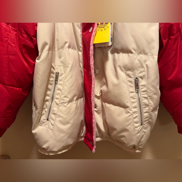 New Gucci x Adidas Logo Pink Puffer Fleece Double Sided Jacket Size 42 / US L - Picture 12 of 16